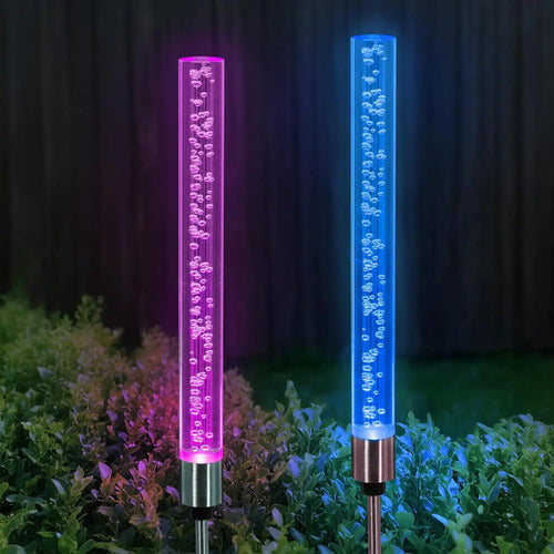 Set X6 Estaca Solar Jardin Decoracion Luces Led Exterior Rgb Rgb