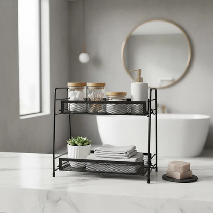 Estante Organizador Metalico 2 Niveles Cocina Baño Multuso Negro