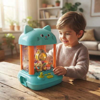 Máquina Garra Infantil Gato Peluches Usb 4 Pilas Aa 32cm Celeste