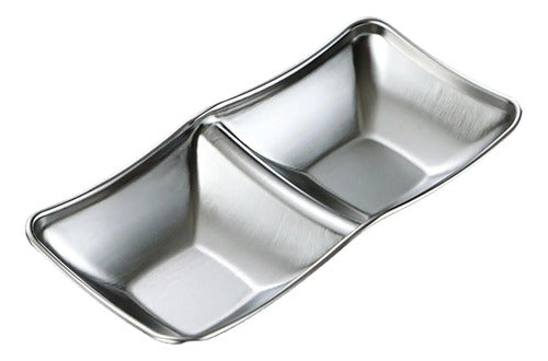 Plato Bandeja Para Condimentos Bowl Doble Acero Inoxidable Plateado