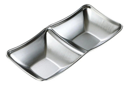 Plato Bandeja Para Condimentos Bowl Doble Acero Inoxidable Plateado