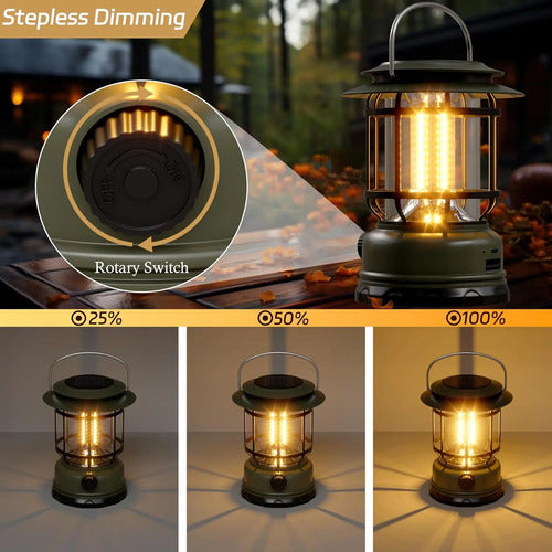 Farol Recargable Foco Solar Camping Linterna Con Cable Usb Varios