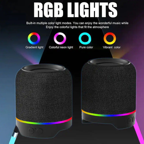 Parlante Bluetooth Portatil Con Luces Led Rgb 1200mah Negro