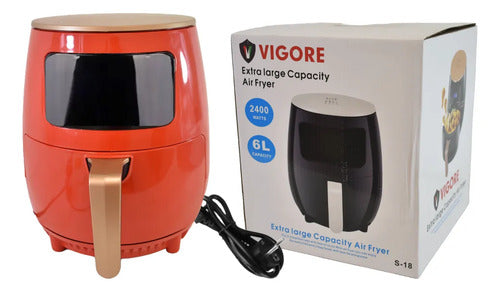 Maquina Freidora Aire Electrica 6lt 2400w Digital Cocina Rojo