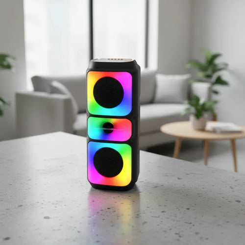 Parlante Bluetooth Portátil 2x4 Rgb Tws Usb Tf Fm Aux Negro
