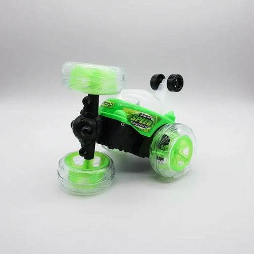 Auto Acrobático Control Remoto 360 Luces Música Recargable Verde