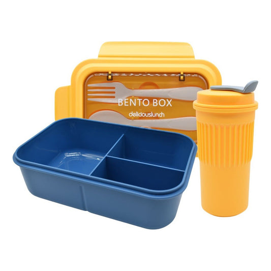 Lonchera De Plastico Vianda Con Vaso Y Cubiertos 1200ml