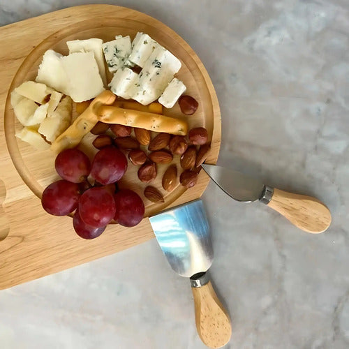 Cuchillos Para Quesos Con Tabla De Madera Bambu Marrón