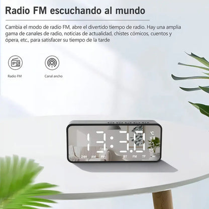 Marca Glowlin Reloj Despertador Digital Adornos Radio Y Altavoz Bluetooth Negro