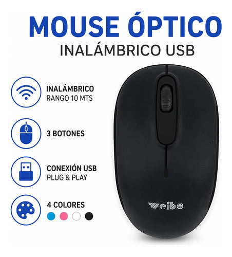 Mouse Inalambrico Usb Optico 3 Botones 10m Notebook Pc Gamer Aleatorio