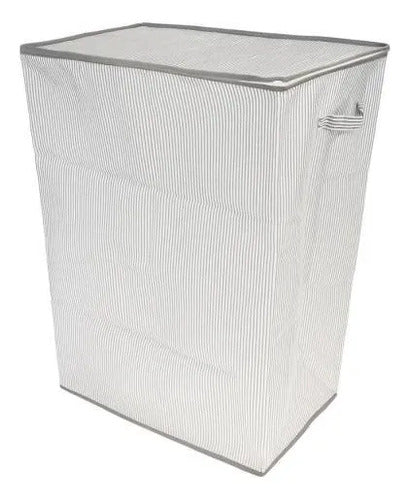 Bolso Multiuso Asa Cierre Cesto Organizador Tela 50x50x70cm Blanco