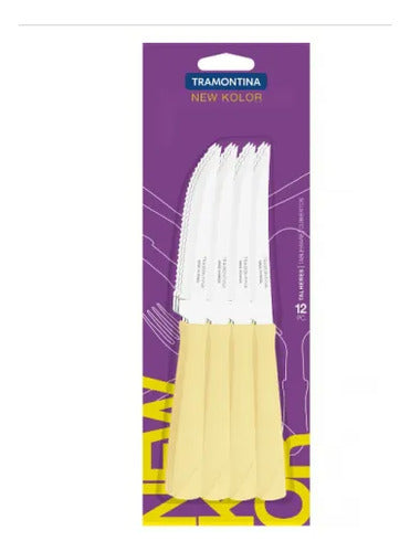 Cuchillo Mesa Acero Inoxidable Mango Plástico Set X12 Pack Marfil
