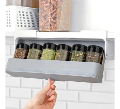 Organizador Estante Adhesivo Especias Cocina Set X6 Frascos Gris