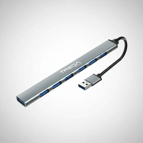 Hub Adaptador Usb 7 Puertos Notebook Pc Tablet Aluminio Plateado