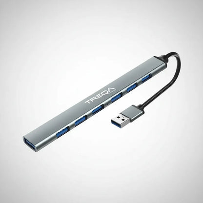 Hub Adaptador Usb 7 Puertos Notebook Pc Tablet Aluminio Plateado