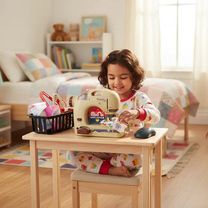 Máquina De Coser Infantil Con Accesorios 3 Pilas Aa 42cm Beige
