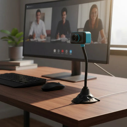 Webcam Camara Usb 640x480 Microfono Base Flexible Cuello Negro