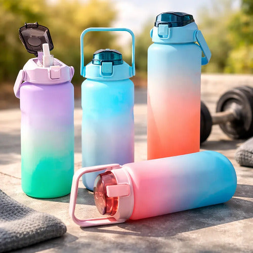 Botella 2l Hidratacion Motivacional Deportiva Tapa Fija