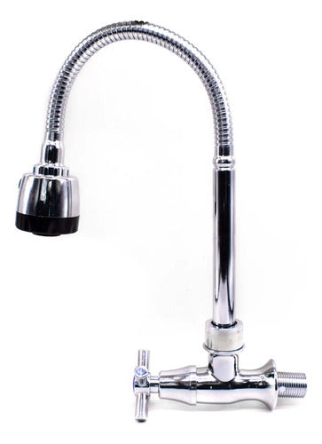 Grifo Cocina Mesada Pared Canilla Metalica Pico Flexible