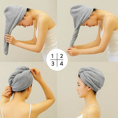 Toalla De Microfibra Tipo Turbante Para Cabello Gris