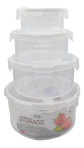 Set Recipientes Hermeticos Redondos X4 Plasticos Blanco