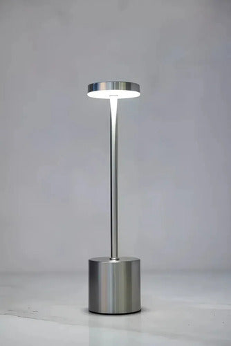 Lampara Luz Gold Led Velador Usb Touch Recargable Tactil Plateado Blanco