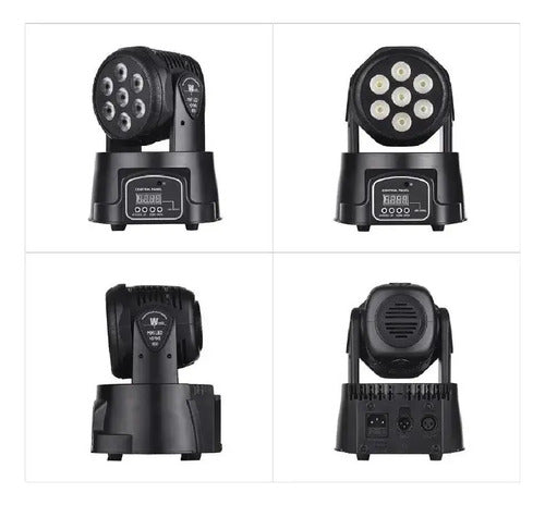 Foco Fiesta Disco Cabeza Movil Robotico Par 7 Led Rgbw Dmx