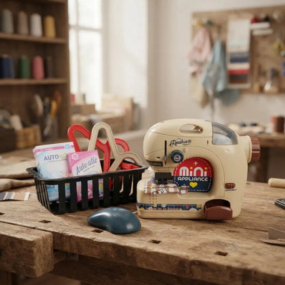 Máquina De Coser Infantil Con Accesorios 3 Pilas Aa 42cm Beige