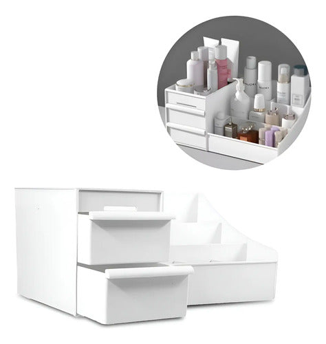 Organizador Maquillaje Cosmeticos Accesorios Plastico Blanco
