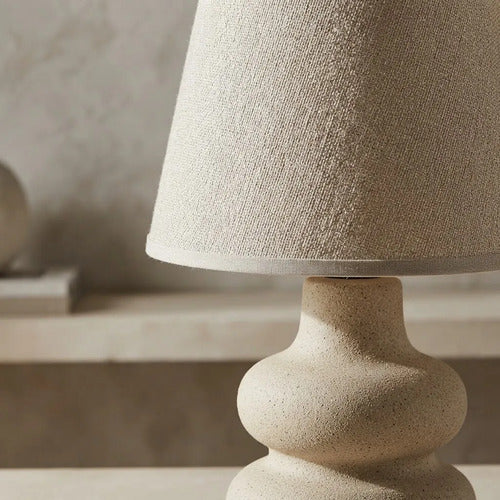 Lámpara Mesa Cerámica Texturizada Velador E27 34cm Beige