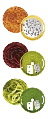 Cortador Picador Rallador Espiral 3 Cuchillas Intercambiable Verde Con Amarillo