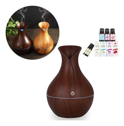 Humidificador Perfumador Ambiente Aromatizador + 4 Aceites Marron/ Marron Claro