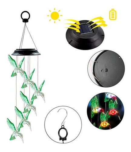 Llamador De Angeles Solar Decoracion Led Colibri Exterior Varios