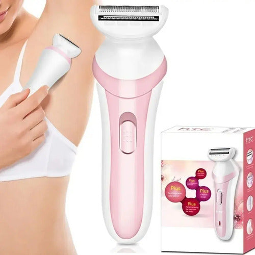 Afeitadora Depiladora Inalambrica + Lapiz Perfilador Cejas Rosa Con Blanco