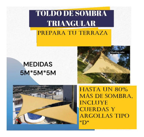 Toldo Lona Cobertor Triangular Impermeable Poliester 4x4x4