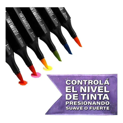 Marcadores Doble Punta 80 Pcs Estuche Colores Touch Veoquiero Negro 80