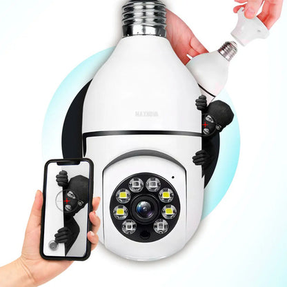 Cámara De Vigilancia Wi-fi Lámpara De Techo Visión Nocturna Full Hd 360° Blanco