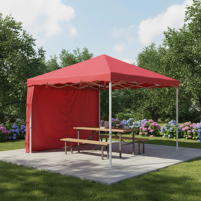 Paredes Gazebo 3 Lados 1.90x9m Oxford Plegable Cerramiento Rojo