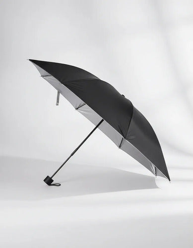 Mini Paraguas Lluvia De Bolsillo Compacto Plegable Negro Lisa