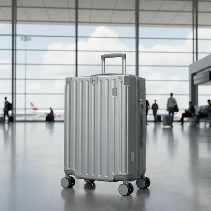 Valija Viaje Rigida 4 Ruedas Colores Puerto Usb 24 Pulgadas Gris Rayas