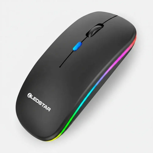 Mouse Inalambrico Bluetooth Led Rgb Recargable 1600 Dpi Aleatorio - 3 Colores