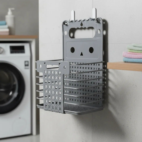 Canasto Plegable Organizador Colgante Multiuso 50cm Plastico Gris
