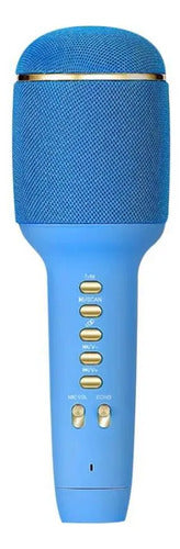 Micrófono Karaoke Inalámbrico Bluetooth Altavoz 5w Tws Azul