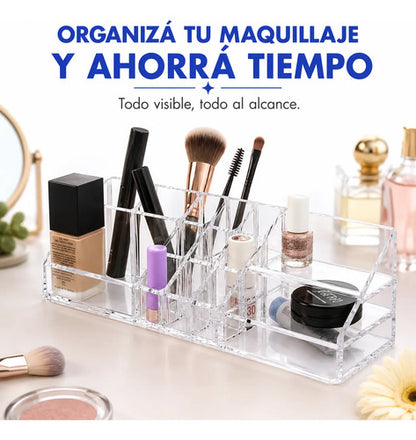 Organizador Acrílico Maquillaje Cosmético 14 Compartimientos Blanco