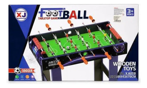 Futbolito Mesa 81x43x78cm Barras Metálicas Mdf Marcador Azul
