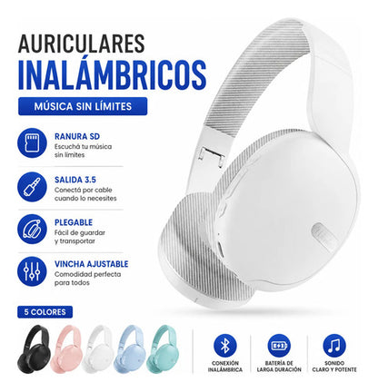 Auriculares Inalámbricos Plegables Ranura Sd 3.5 Ajustables 5 Colores - Aleatorio