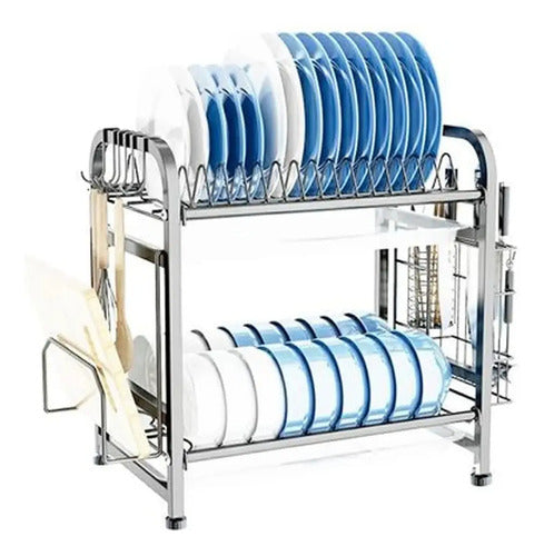 Escurridor Cocina Vajilla Platos Cubiertos Secaplatos Mesada Plateado