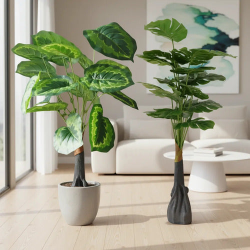 Adorno Planta Artificial Hojas Decoracion Interior Plastico Verde
