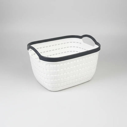 Canasto Plástico Multiuso Organizador Con Asas 24x18x12cm Blanco