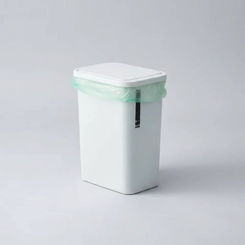 Papelera Cesto Basura Plástico Tapa Apertura Superior Botón Gris